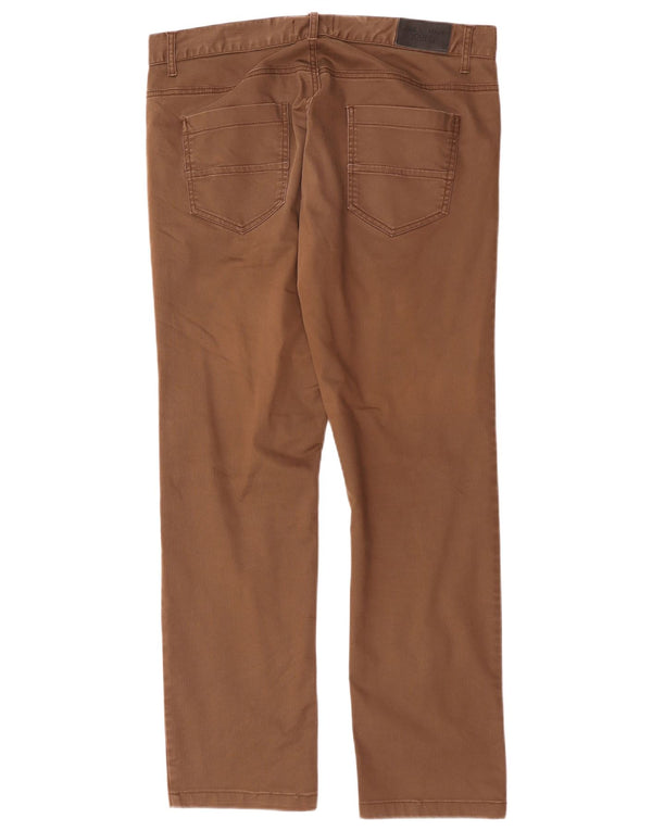 Zara Mens Pantalones Casuales Rectos EU 44 Large W34 L30 Algodón Marrón