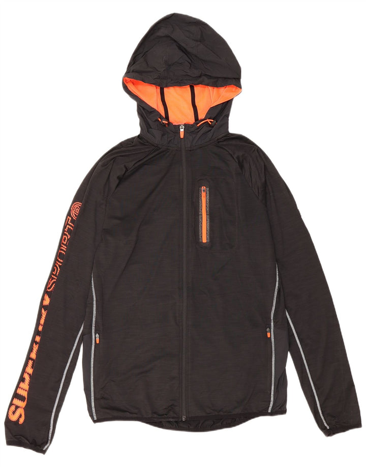 Superdry Chaqueta de chándal con gráfico y ajuste atlético para hombre, talla grande, color negro