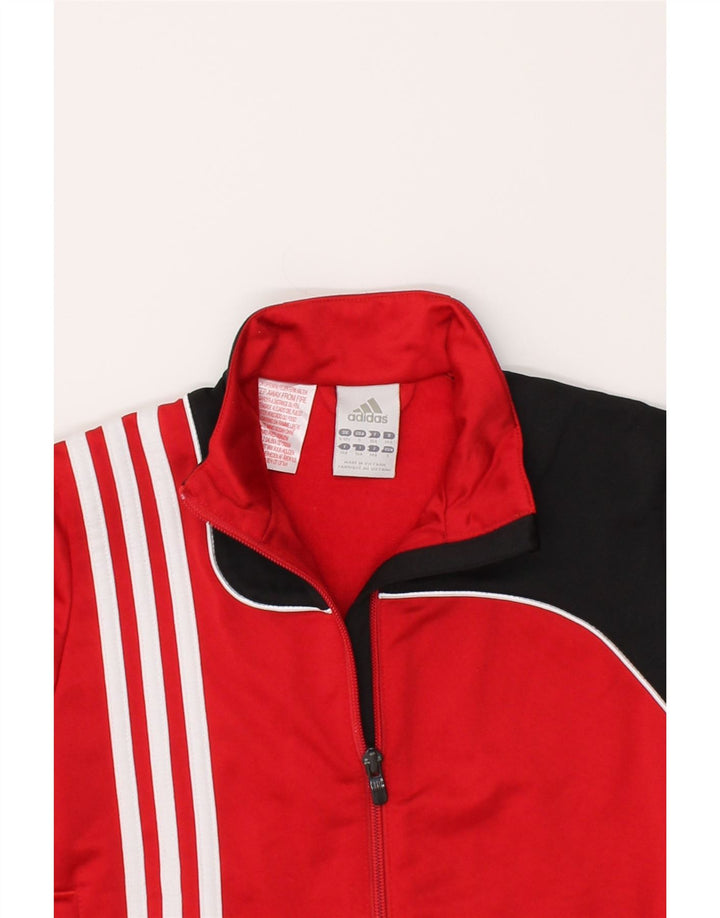 ADIDAS Boys Tracksuit Top Jacket 9-10 Years Red Colourblock Polyester Vintage Adidas and Second-Hand Adidas from Messina Hembry 