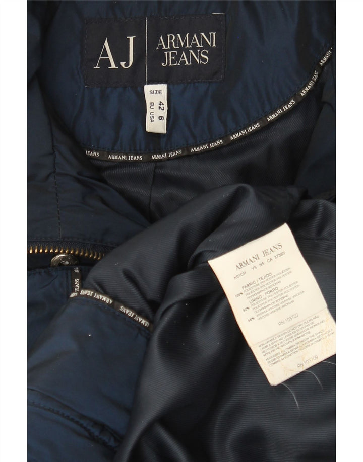 Armani Jeans Abrigo acolchado para mujer EU 42 Grande Poliéster azul marino