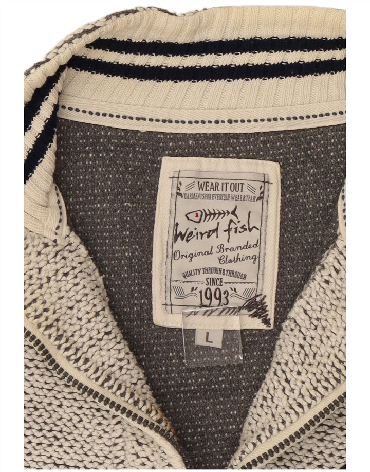 Weird Fish - Sudadera con cuello y cremallera para hombre, talla grande, color gris