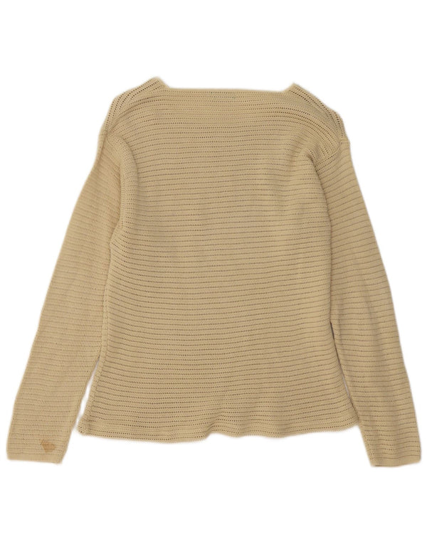 BENETTON Jersey de crochet con cuello barco para mujer UK 42 Algodón beige medio