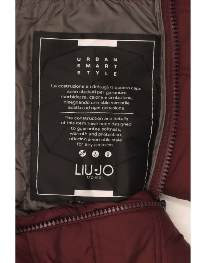 Chaqueta acolchada con capucha para hombre Liu Jo UK 38 Poliéster burdeos mediano