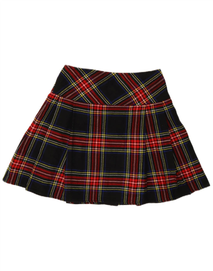 Vintage mujer mini falda envolvente W30 medio azul marino cuadros acrílico