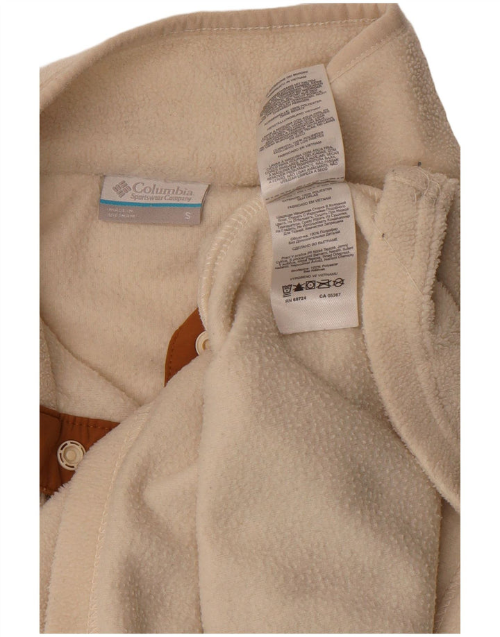 Columbia Jersey de forro polar con cuello y botones para mujer UK 10 Small Off White Poliéster