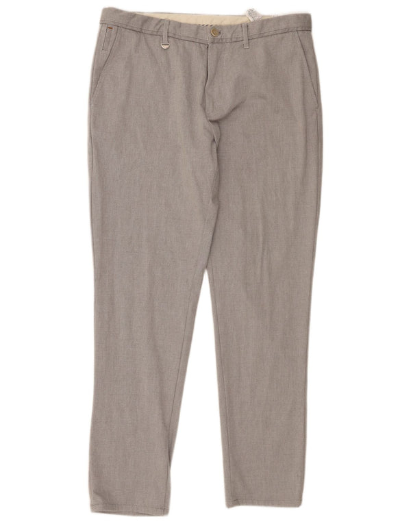 Zara Mens Slim Chino Pantalones EU 44 Large W34 L30 Gris Algodón