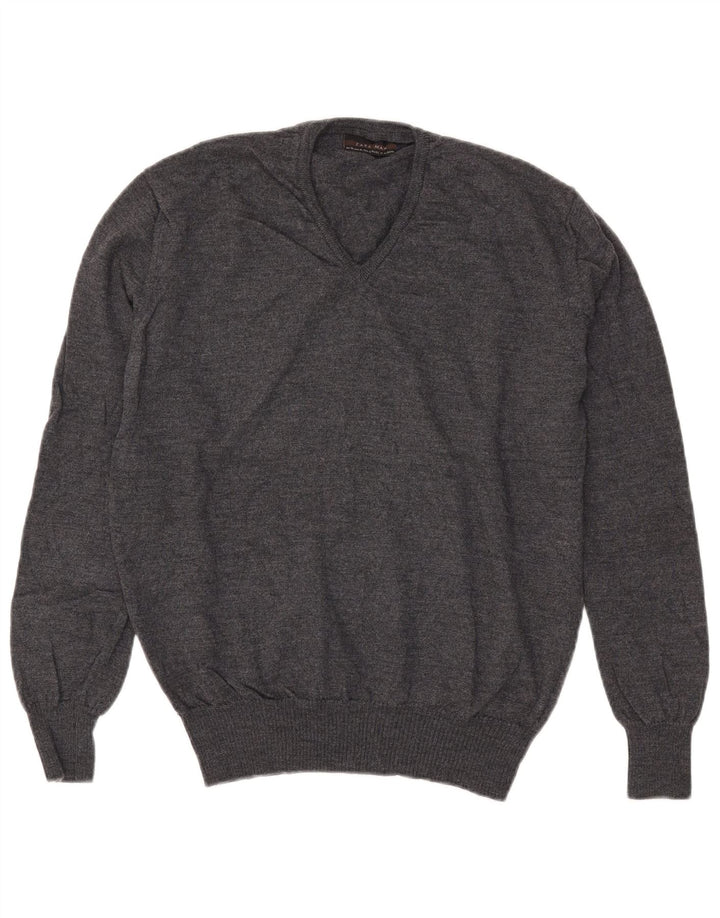 Zara Hombre Jersey Cuello Pico Jersey XL Gris