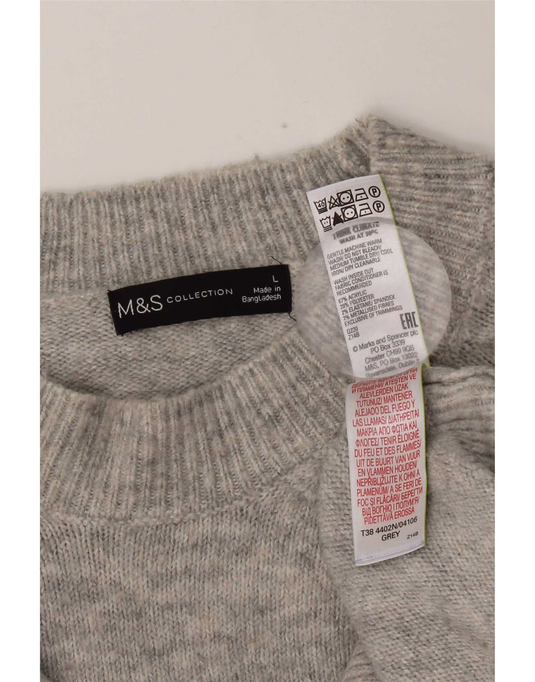 Marks & Spencer - Jersey de cuello redondo para mujer, talla 40, color gris