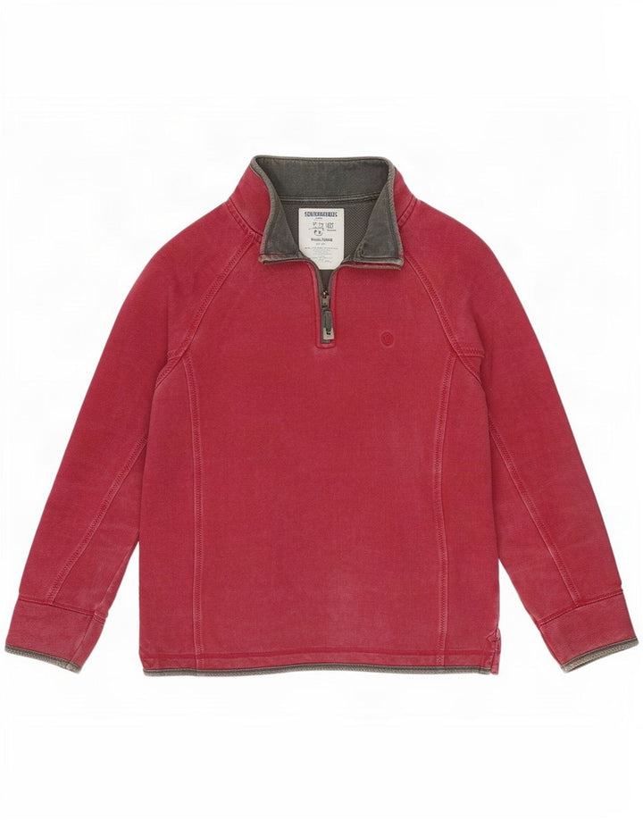 Sudadera con cuello y cremallera para hombre Fat Face Jersey de algodón burdeos mediano