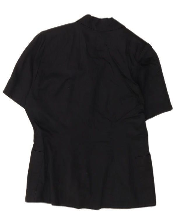 Vintage mujer manga corta doble pecho Blazer chaqueta Reino Unido 10 pequeño negro