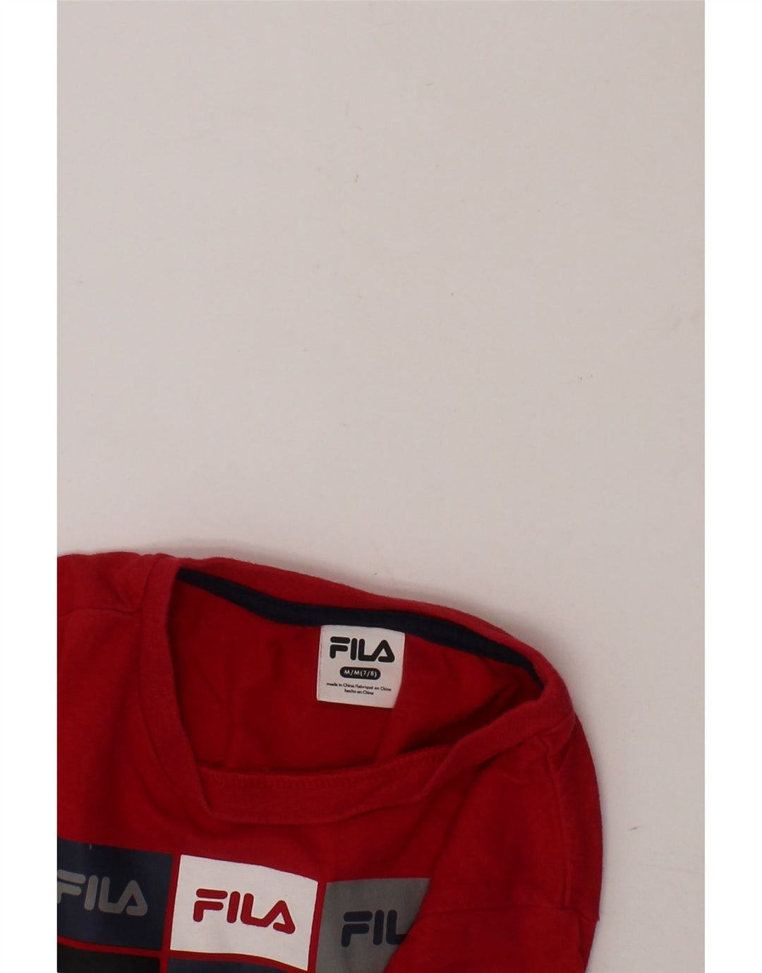 FILA Boys Graphic T-Shirt Top 7-8 Years Medium Red Cotton Vintage Fila and Second-Hand Fila from Messina Hembry 
