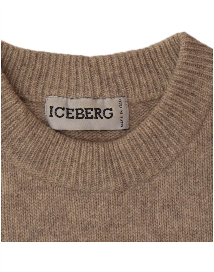ICEBERG Jersey con cuello redondo y gráfico para hombre, color beige medio, animales