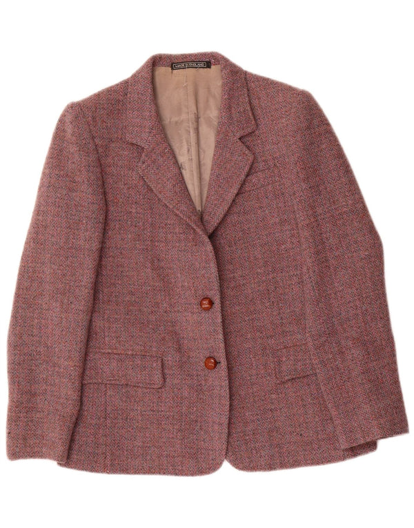 Orvis Harris Tweed Blazer Chaqueta para Mujer UK 12 Medium Red Herringbone