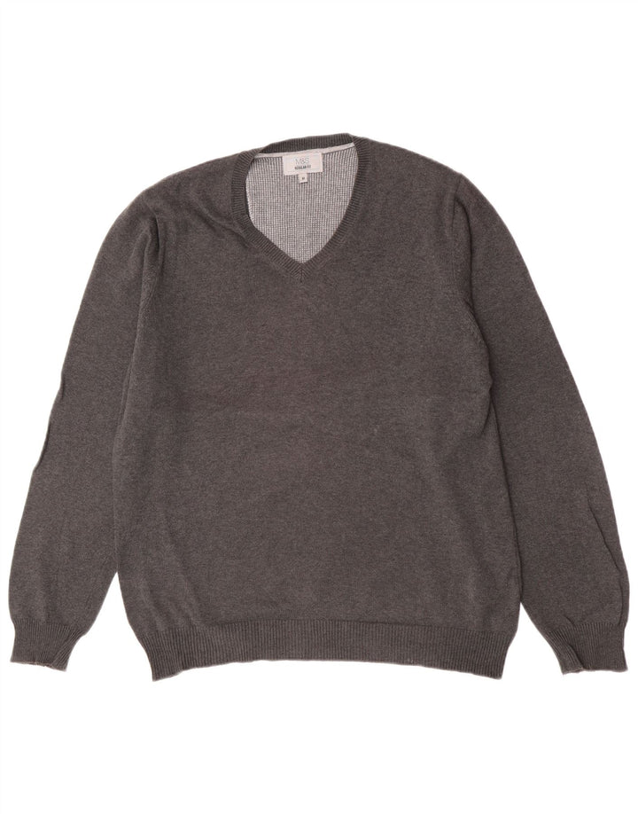 Marks & Spencer Jersey De Corte Regular Con Cuello En V Para Hombre Gris Medio Moteado