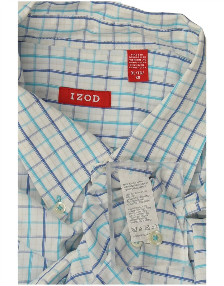 Izod Camisa De Cuadros Hombre XL Algodón A Cuadros Blanco