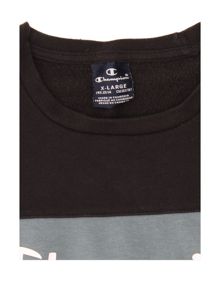 CHAMPION Boys Sweatshirt Jumper 13-14 Years XL Multicoloured Colourblock Vintage Champion and Second-Hand Champion from Messina Hembry 
