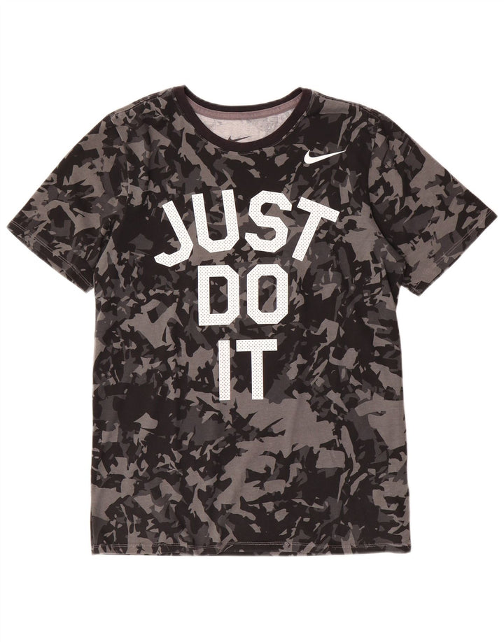NIKE Camiseta gráfica de corte atlético para hombre Top pequeño de algodón de camuflaje negro
