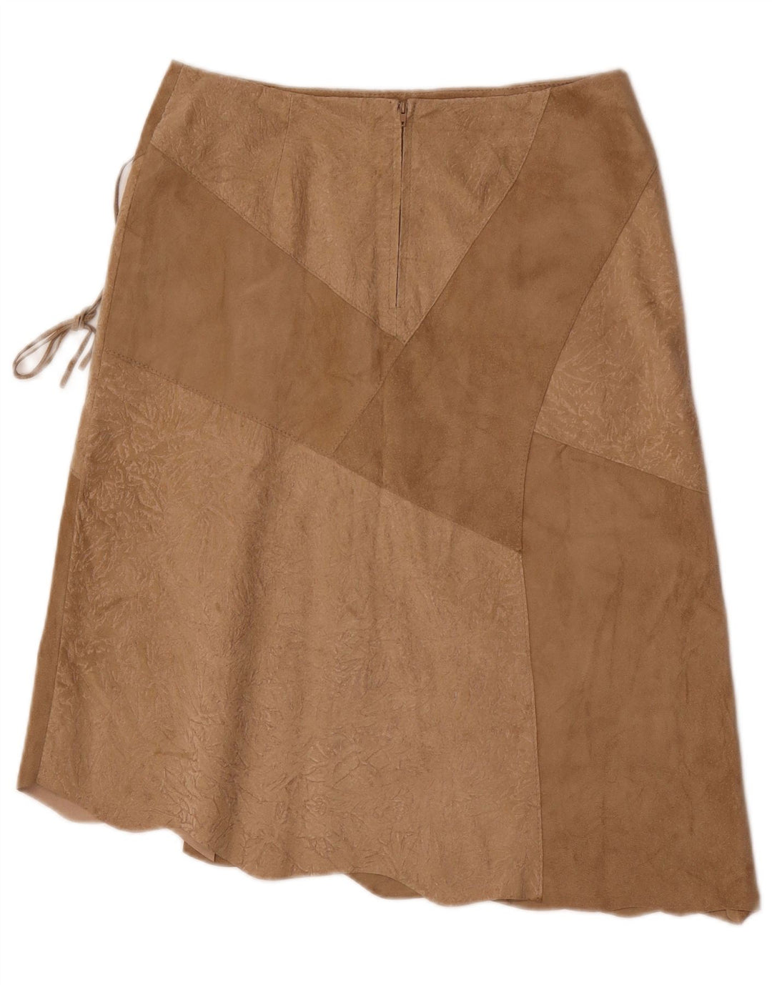 Falda de ante vintage para mujer IT 46 Grande W30 Cuero Beige