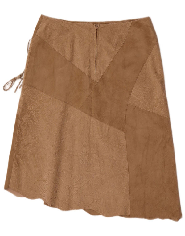 Falda de ante vintage para mujer IT 46 Grande W30 Cuero Beige