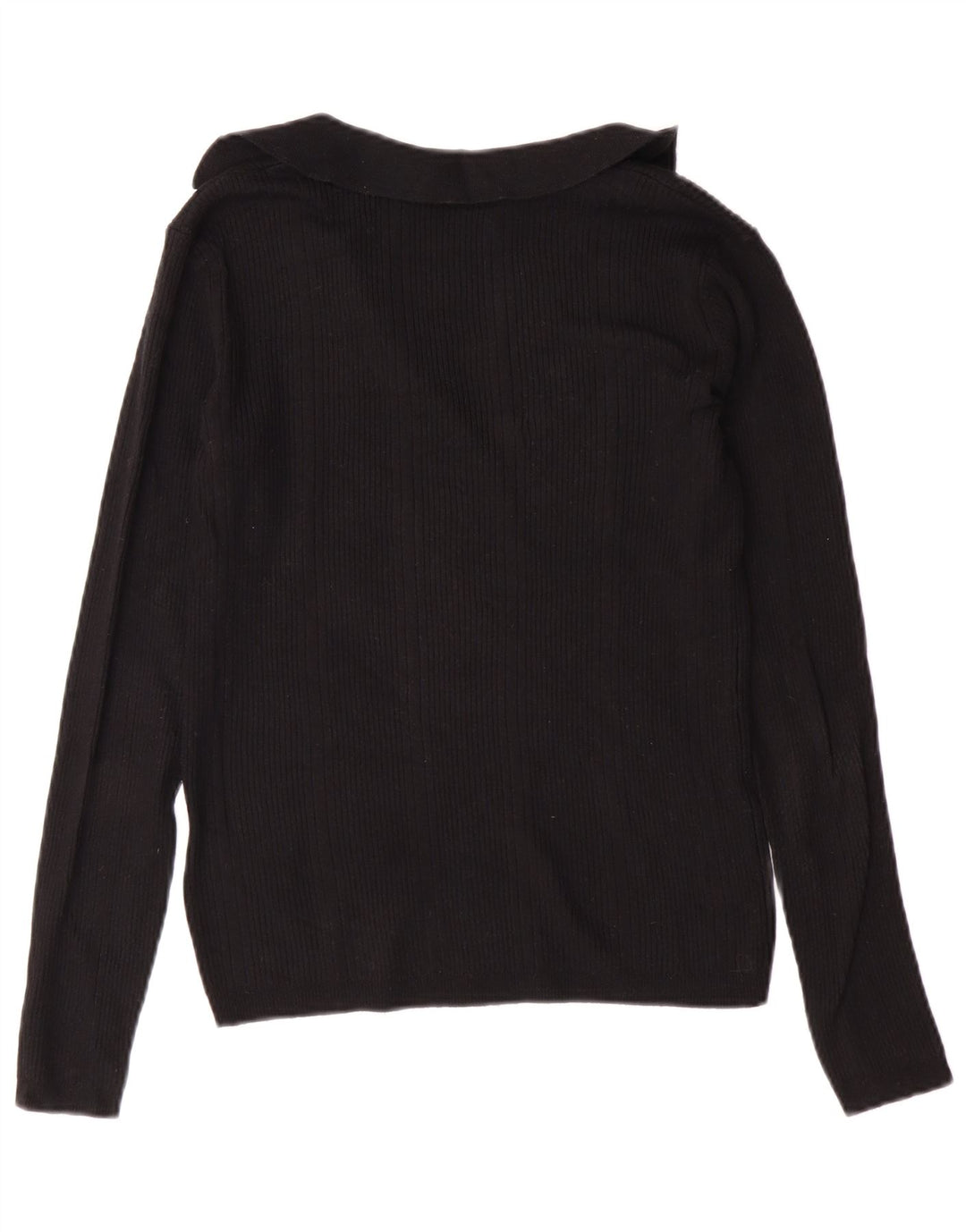 MARKS & SPENCER Suéter tipo jersey con cuello polo para mujer UK 8 Small Viscosa negra