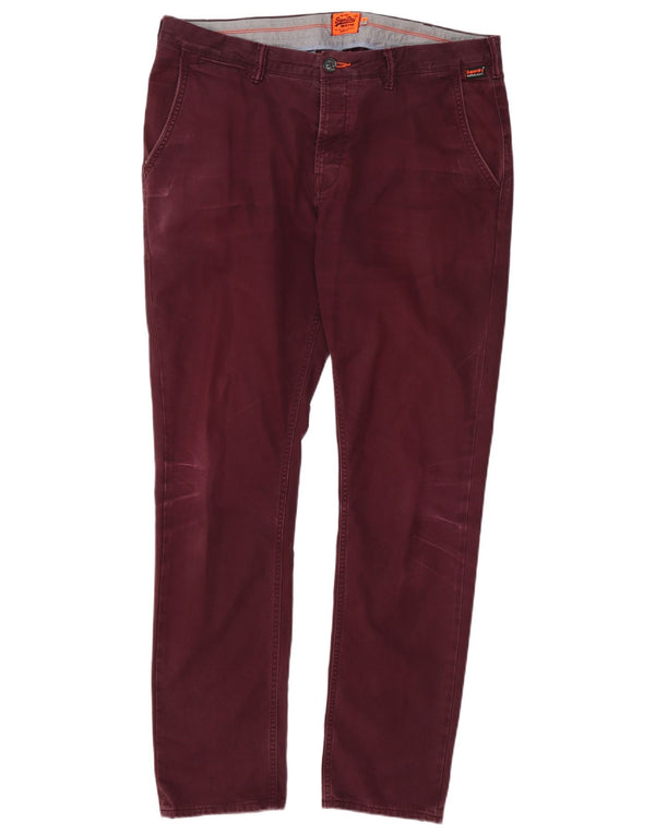 Superdry Pantalón chino slim fit para hombre XL W38 L32 Algodón burdeos