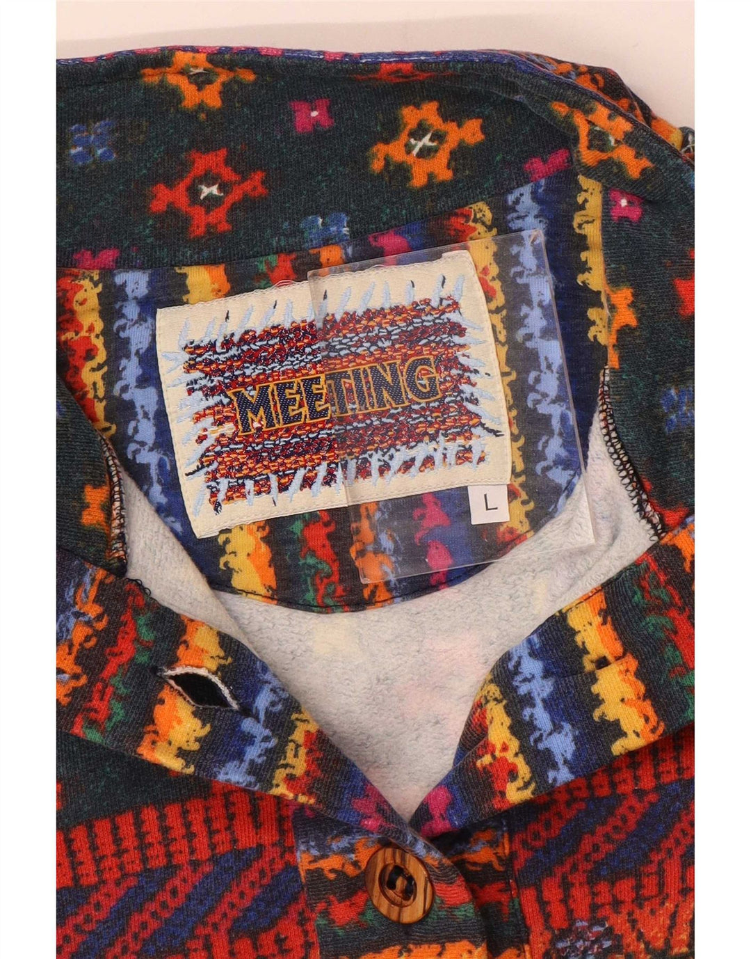 Meeting - Sudadera con cuello y botones para hombre, talla grande, multicolor, a rayas