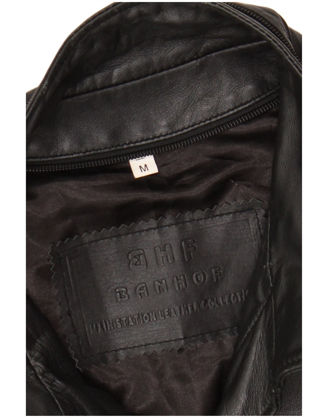 Vintage chaqueta de cuero para hombre Reino Unido 38 cuero negro medio