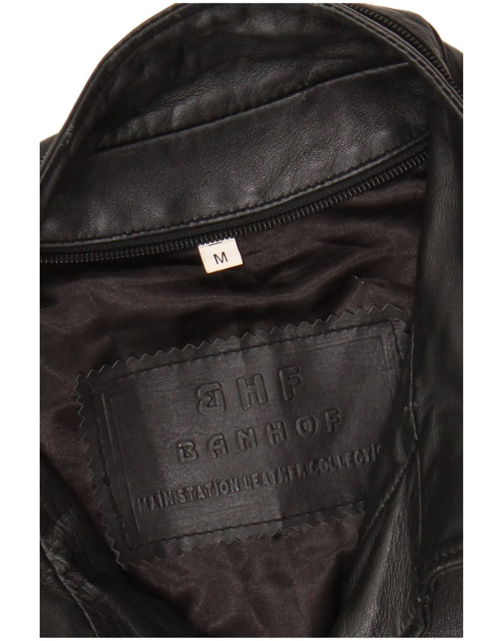 Vintage chaqueta de cuero para hombre Reino Unido 38 cuero negro medio