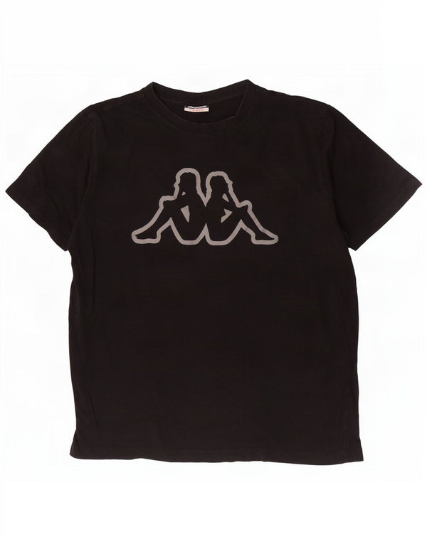 Kappa - Camiseta gráfica para hombre, talla grande, algodón negro
