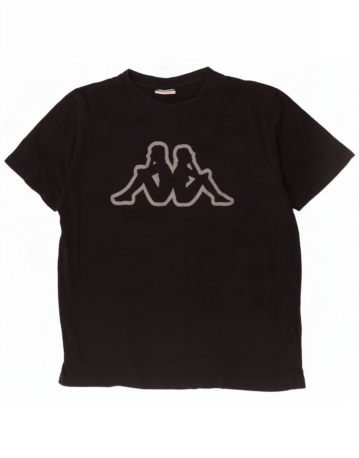 Kappa - Camiseta gráfica para hombre, talla grande, algodón negro