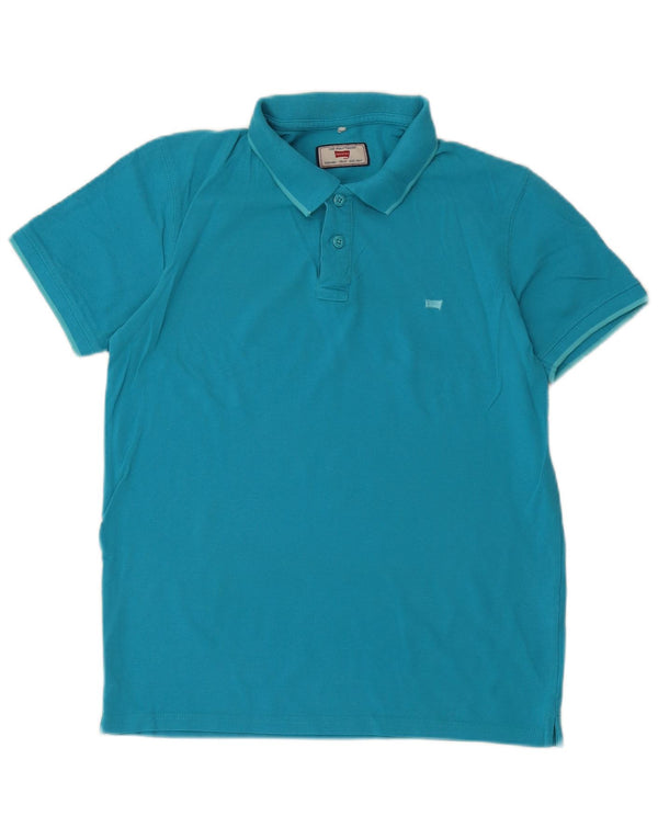 Polo Carrera Regular Para Hombre Algodón Azul Medio