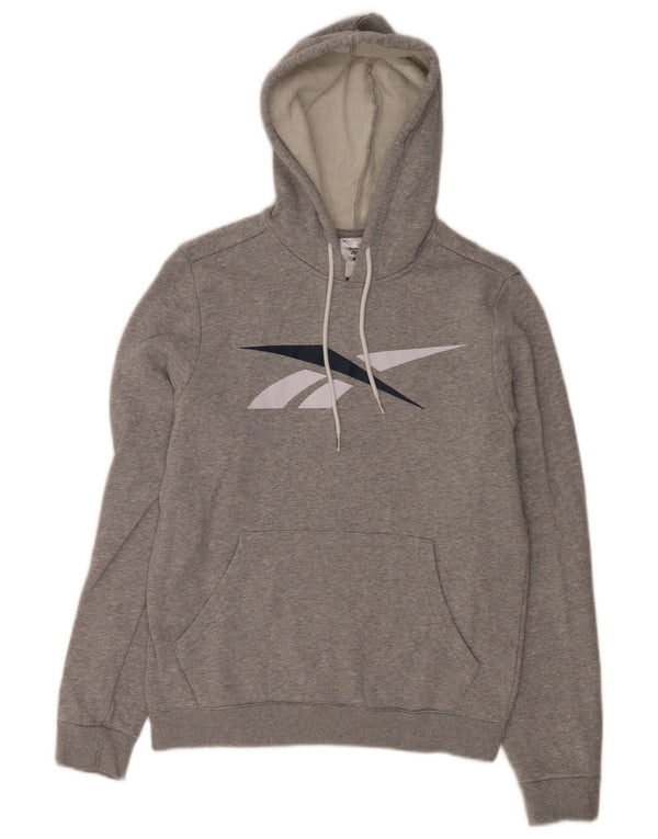 Reebok Sudadera con capucha gráfica para hombre XS Algodón moteado gris