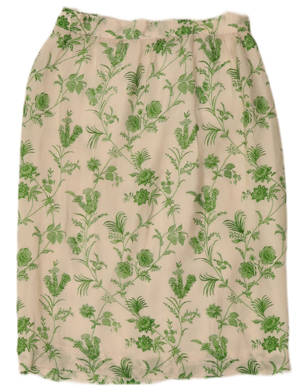 Falda recta vintage para mujer W28 Floral blanco medio