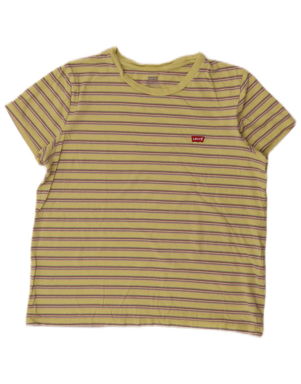 Levi's Camiseta para mujer Top UK 44 Algodón a rayas amarillo medio