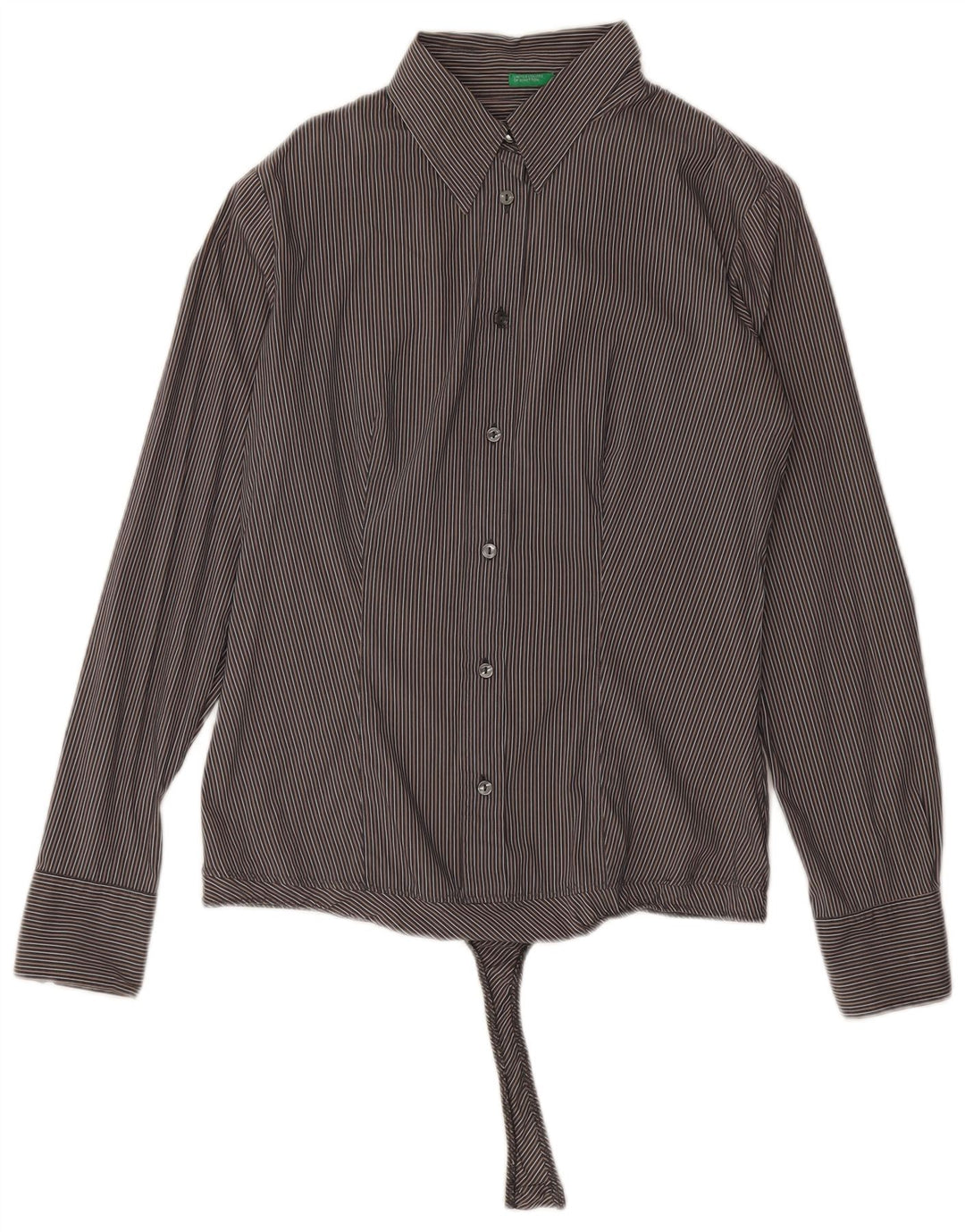 BENETTON Womens Shirt Bodysuit UK 16 Large Grey Striped