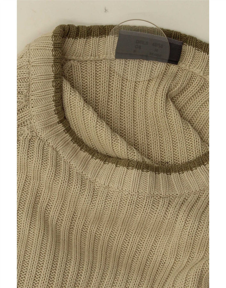 Vintage hombres barco cuello jersey suéter medio verde rayas