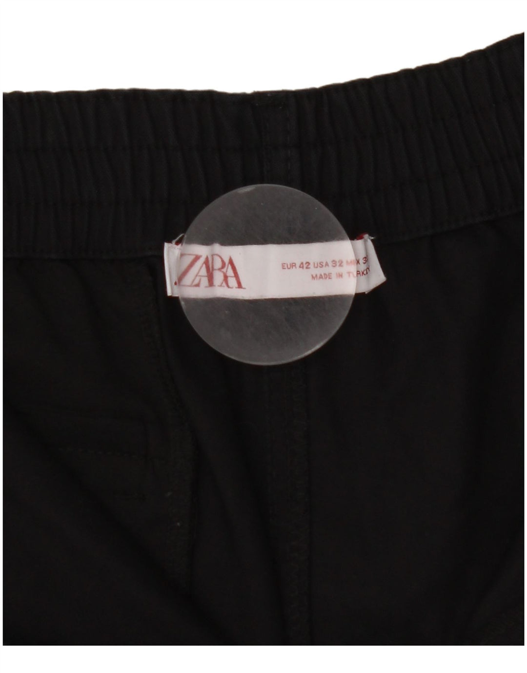 Zara Mens Cargo Shorts EU 42 Grande W32 Algodón Negro