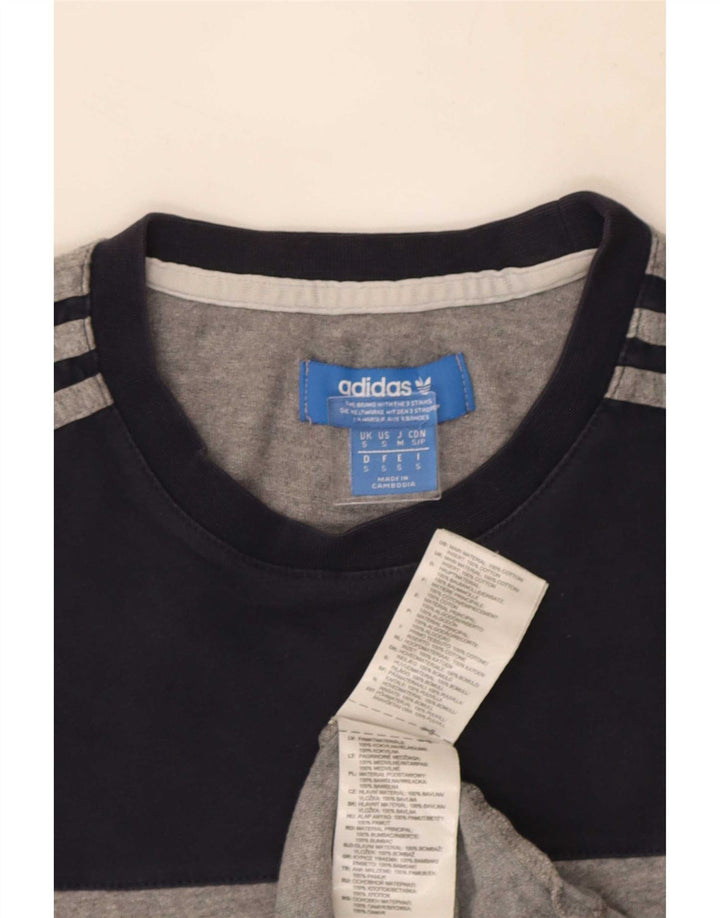 Adidas Hombre Camiseta Top Small Gris Colorblock Algodón