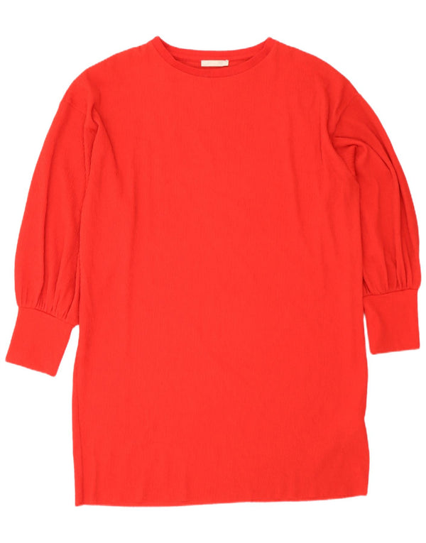Zara Vestido Carpa Extragrande De Manga Larga para Mujer UK 46 Poliéster Rojo Grande