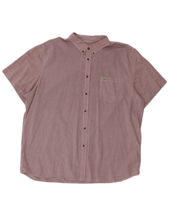 Camisa Lacoste Hombre Manga Corta Regular Fit 2XL Algodón Vichy Rojo