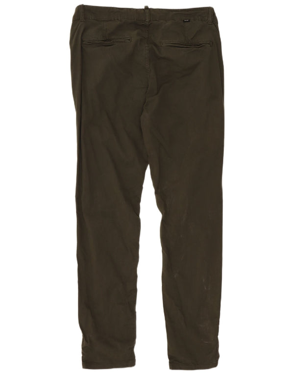 Zara Mens Slim Chino Pantalones EU 44 Large W34 L30 Algodón Verde