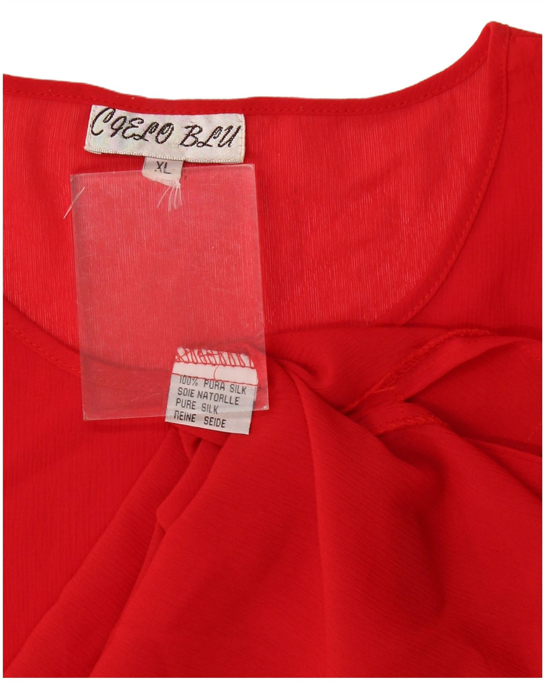 Blusa vintage para mujer Top UK 18 XL Seda Roja