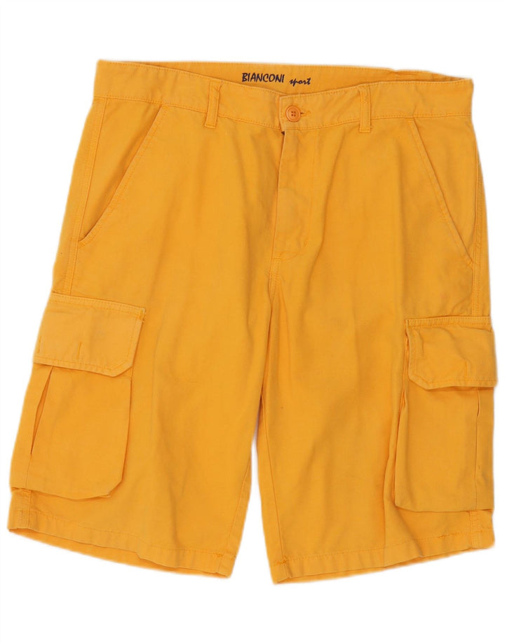 Vintage Mens Cargo Shorts IT 48 Medio W34 Algodón Amarillo