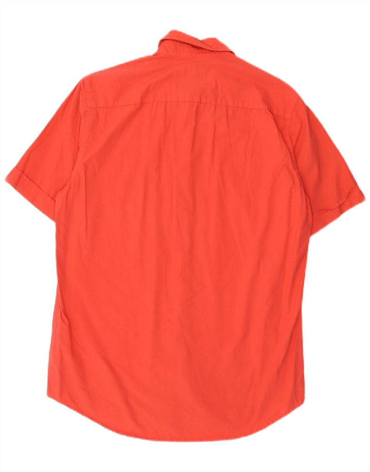 Marlboro Classics Camisa de manga corta para hombre de corte regular de algodón naranja medio