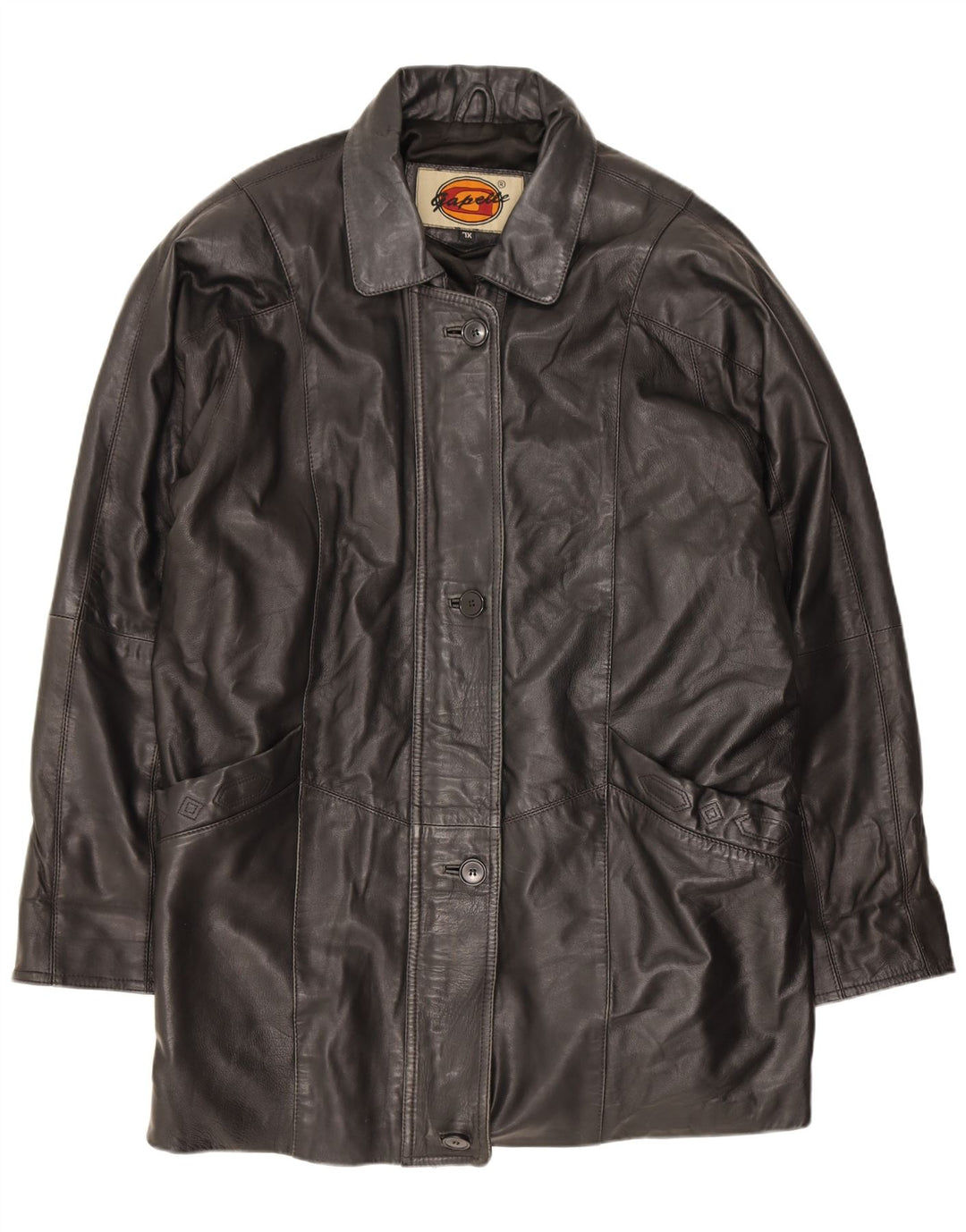 Gapelle Abrigo de cuero extragrande para mujer UK 40 XL Negro