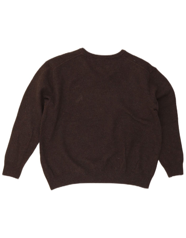 Lacoste Jersey con cuello en V para hombre talla 7 2XL lana marrón