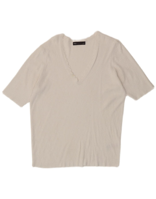 Marks & Spencer Camiseta para mujer Top UK 44 Large Viscosa blanca