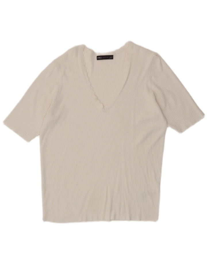 Marks & Spencer Camiseta para mujer Top UK 44 Large Viscosa blanca