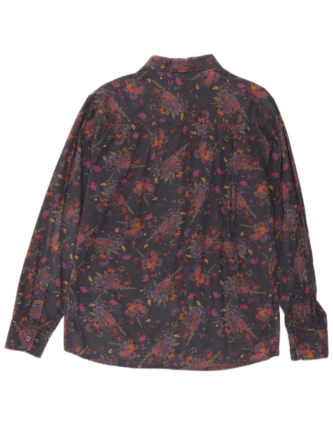 Camisa vintage para hombre grande algodón floral negro
