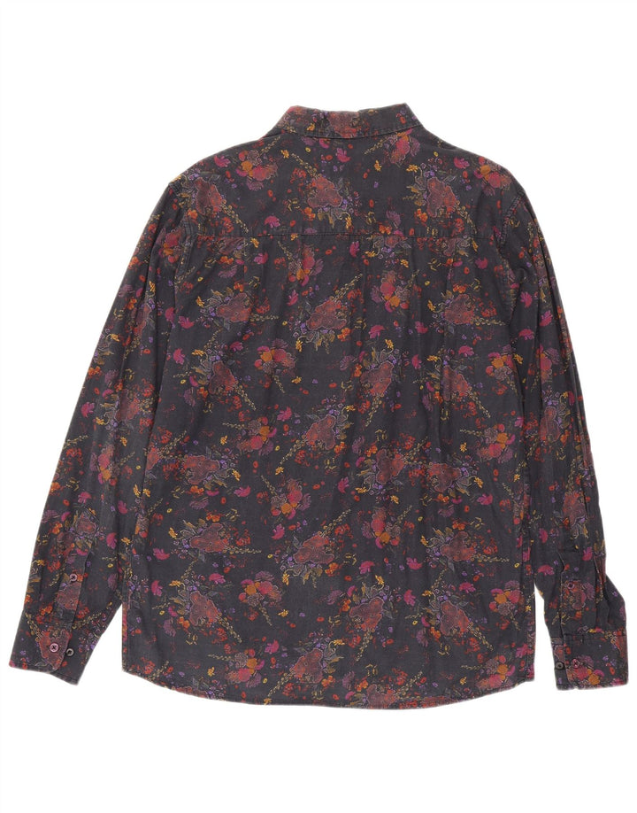 Camisa vintage para hombre grande algodón floral negro
